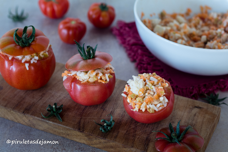 Tomates rellenos | Piruletas de jamón - Blog de cocina