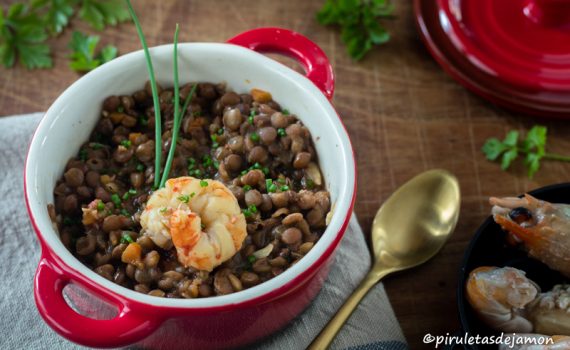 Lentejas con langostinos