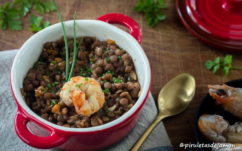 Lentejas con langostinos